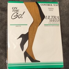On The Go Ultra Sheer Control Top Pantyhose Coffee Queen Plus Sheer Toe 1 Pair