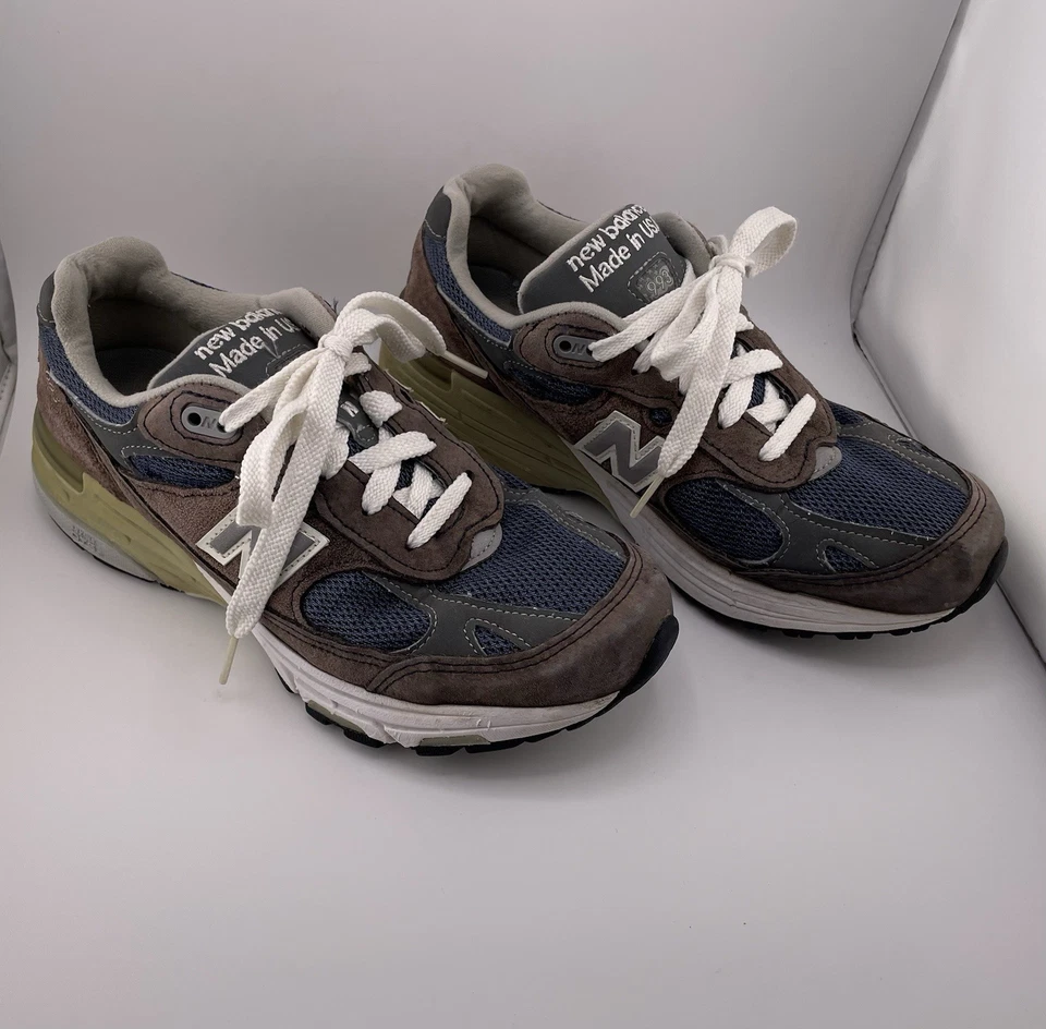 New Balance 993 Shoe Womens Size 5.5 Brown Blue Suede Athletic Running Sneakers - Photo 3/4