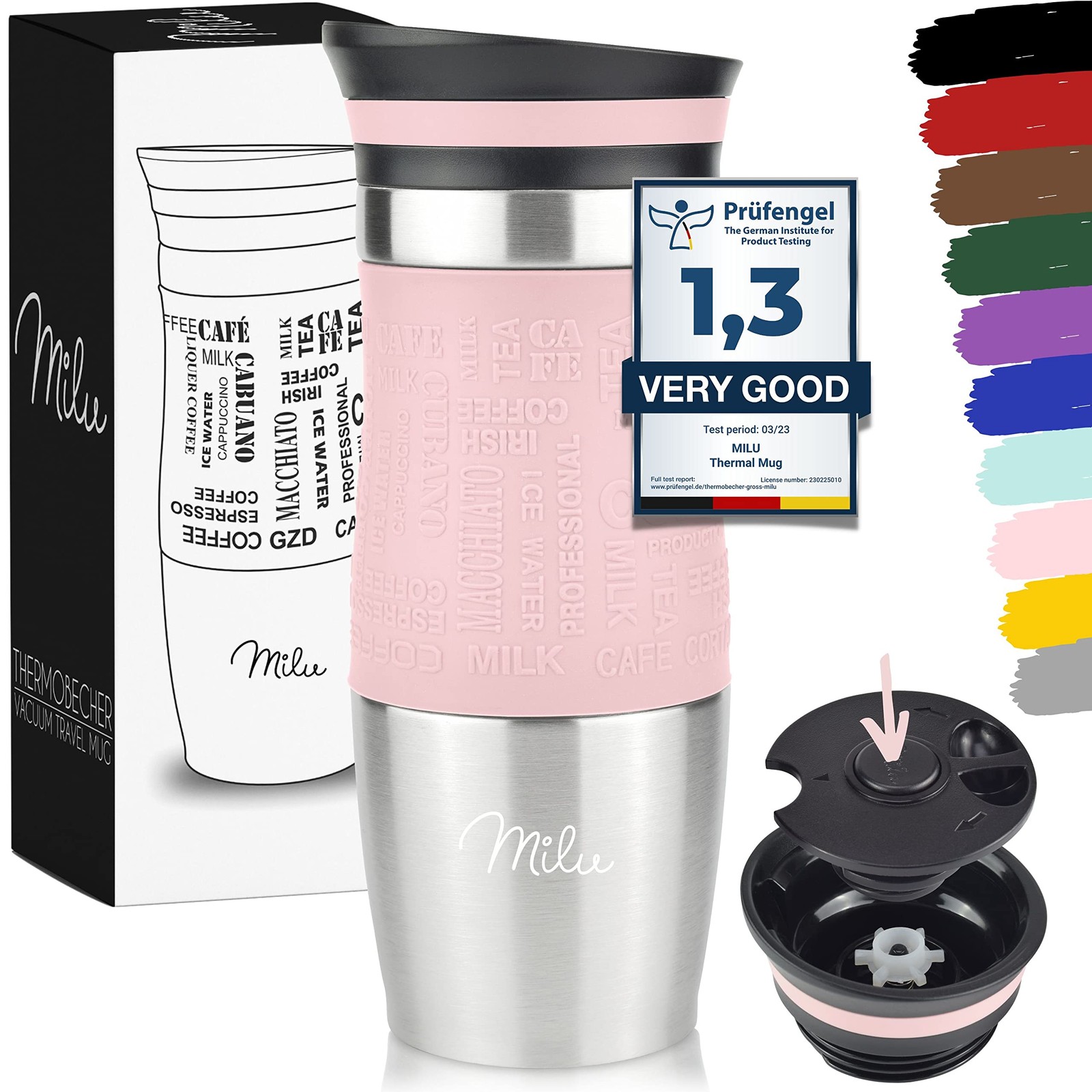 Milu Thermobecher 370ml 450ml Isolierbecher Kaffeebecher to go - 100 Auslaufsic 7090₽