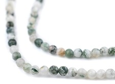 Round Tree Agate Beads 4mm Green Gemstone 15 Inch Strand