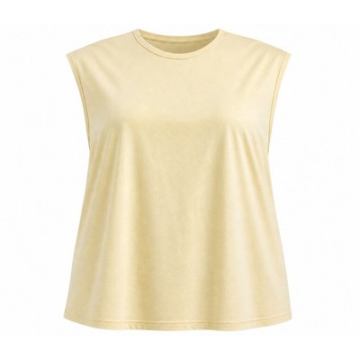 Blair Women 3X Yellow Sleeveless Knit Tank Top Crew Neck Casual Basic Layering