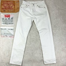 Vintage 90  s Levi's 501xx USA Made 501-0651 Straight Leg White Denim Jeans 33x34