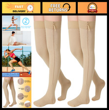 2 Pairs Thigh High Compression Socks 20-30 mmHg Closed Toe Support Stockings - X