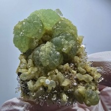 Rare starburst quartz with prehnite specimen, Streep Mine, Goboboseb, Namibia