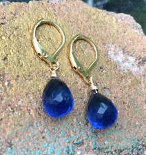  159 Sundance Charm artisan jewelry earrings tanzanite tone quartz gold plated