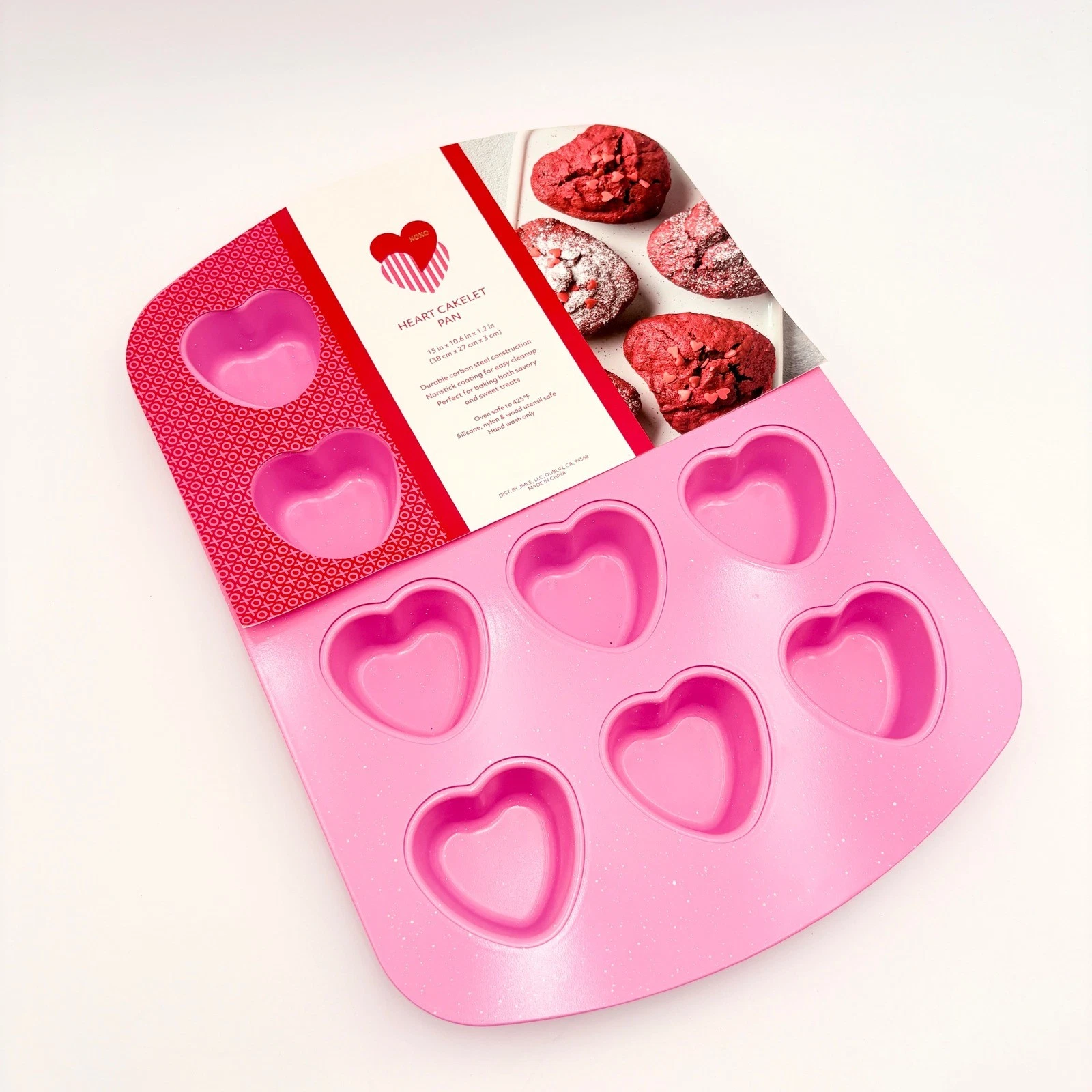 Wilton Heart Cakelet Pan Pink Nonstick Carbon Steel Baking Tray 7 Cavities