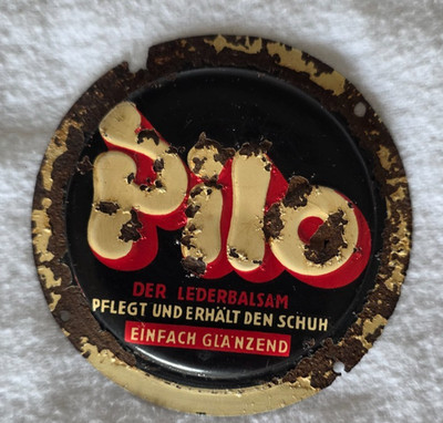 original altes Pilo Der Lederbalsam Blechschild um 1930/40