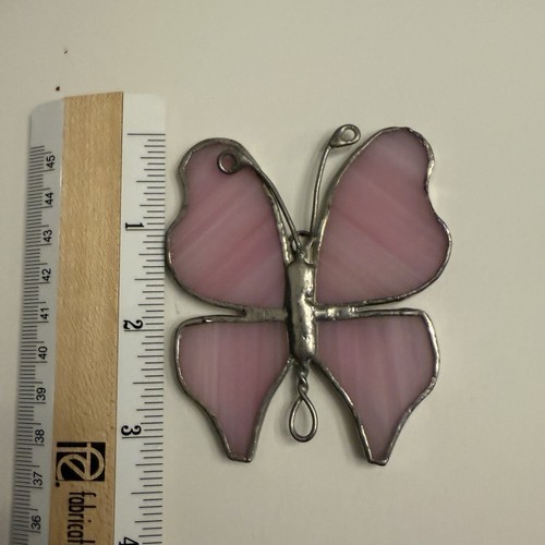 VTG Hanging Stained Glass Suncatcher: BUTTERFLY In Pinky-Purple (Window Decor) - Picture 5 of 6