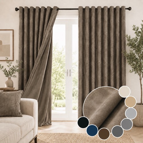 Thermal Blackout Curtains Pair Ready Made Eyelet Ring Top Thick Premium Fabrics