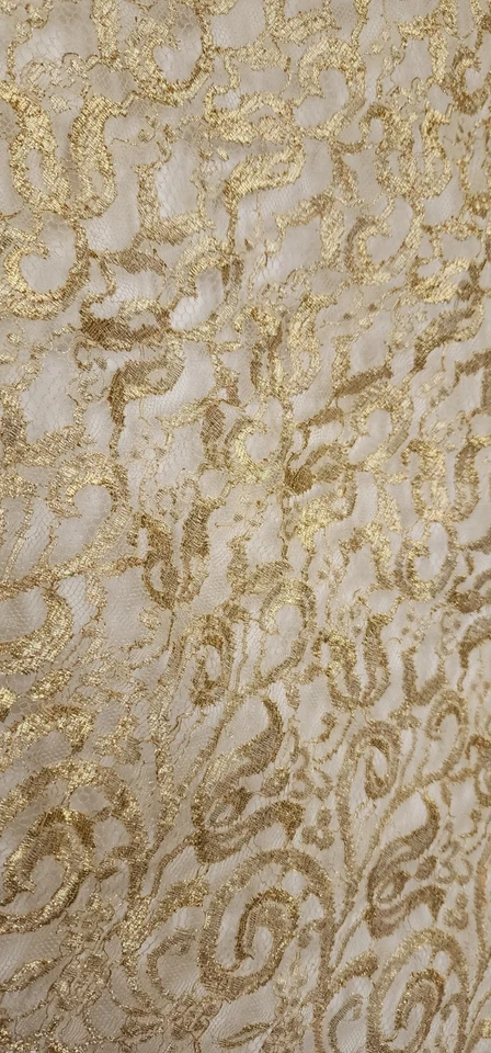 Couture Metallic Gold Lace Fabric – 33” x 40” – Luxury Bridal, Evening Wear - Image 2 of 4