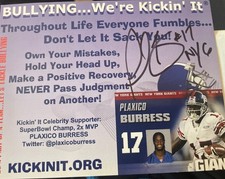 Autographed New York Giants Plaxico Burress#17 Wide Receiver Signature