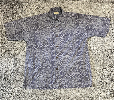 Noa Noa Hawaii Shirt Adult Medium Purple Button Down Hawaiian Short Sleeve Mens