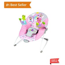 Portable Pink Paradise Baby Bouncer for Infants 0-6 - Calming Vibrations