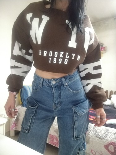 Pantaloni Donna Jeans Larghi Baggy Cargo Blu Xs Tasche Shein Vita Alta - Foto 8 di 17