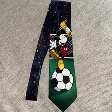 Mickey Mouse Soccer Trophy Silk Neck Tie - EUC