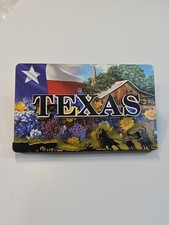 Texas Travel Souvenir Fridge Magnet 3-D Laser Cut Wildflowers Round-Up Flag