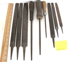 Vtg Lot 9 Pcs UNBRANDED Woodworking Files & Rasps Round, Curved, Flat