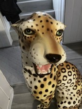 Große italienische Keramikfigur – handbemalter Leopard, 80 cm