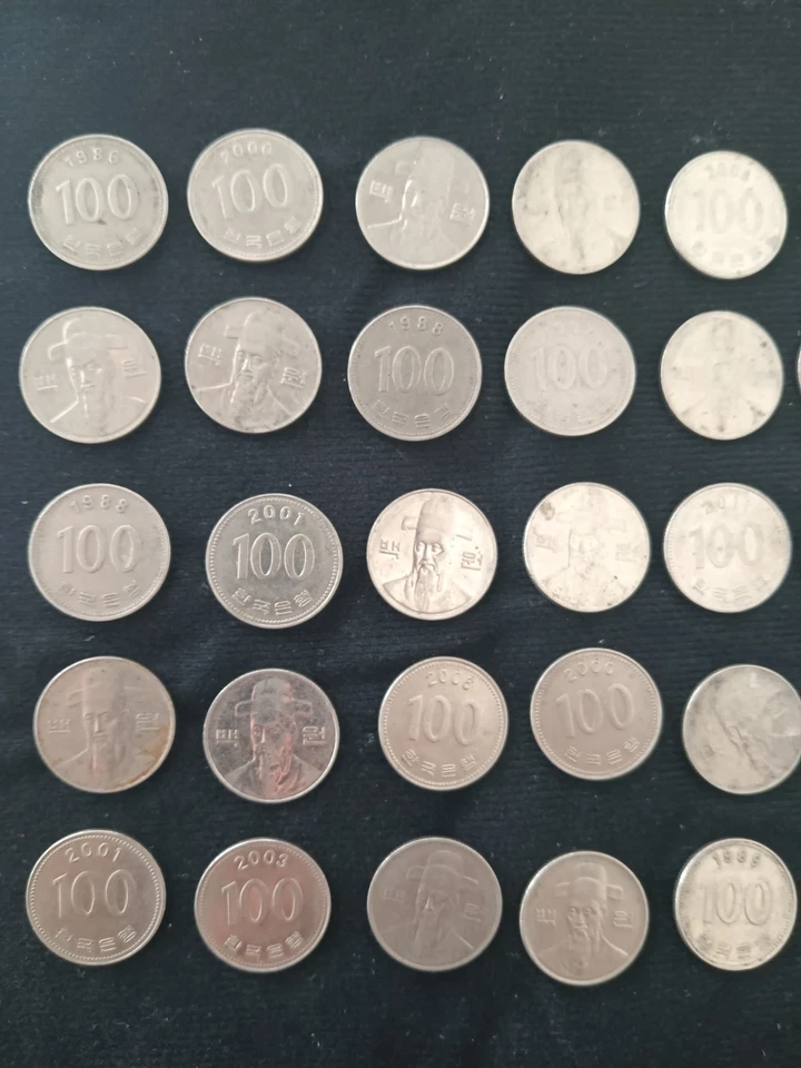 South Korea 100 Won 🪙 Coins, 50 Coins Of Mixed Dates ☆KM# 35☆ - Image 2 of 4