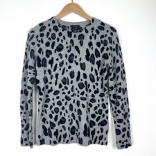 Suéter halógeno 100 % cachemir para mujer XS estampado de leopardo clásico informal oficina