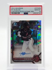 RYAN BLISS 2022 BOWMAN CHROME ATOMIC REFRACTOR 1ST AUTO /100 Q2227