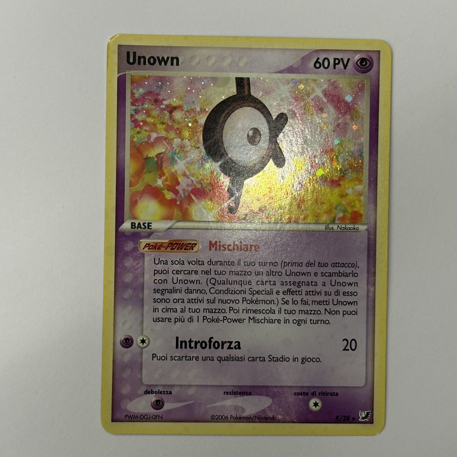Pokemon Card Unown H Holo K Form (IT) | Hidden Forces U11/28 LP