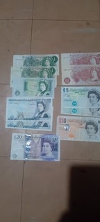 British Banknotes £1 £5 Ten Shillings Ten Pounds Twenty Pounds