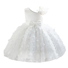 Flower Girls Butterfly Bowknot Tutu Dress for Baby First Communion Birthday W...