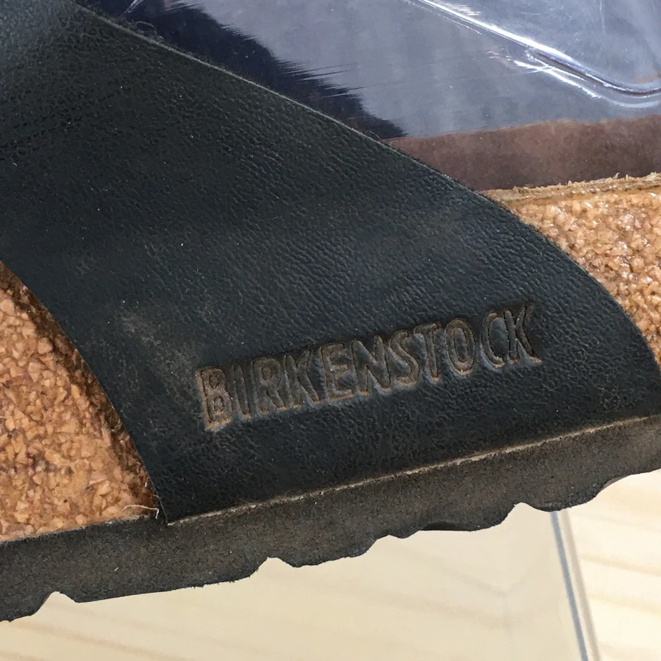 Sandálias Birkenstock Feminina 7 Tanga Couro Preto Biqueira Aberta Casual Flats - Imagem 4 de 4