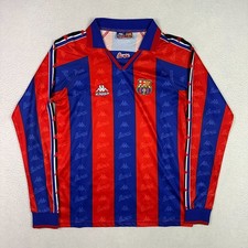 Maglia FC Barcelona 1995/96 Home Manica Lunga Ronaldo R9 Kappa Uomo S Calcio