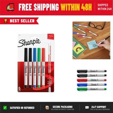 Sharpie Permanent Markers Ultra Fine Point Assorted Colors 5 Count