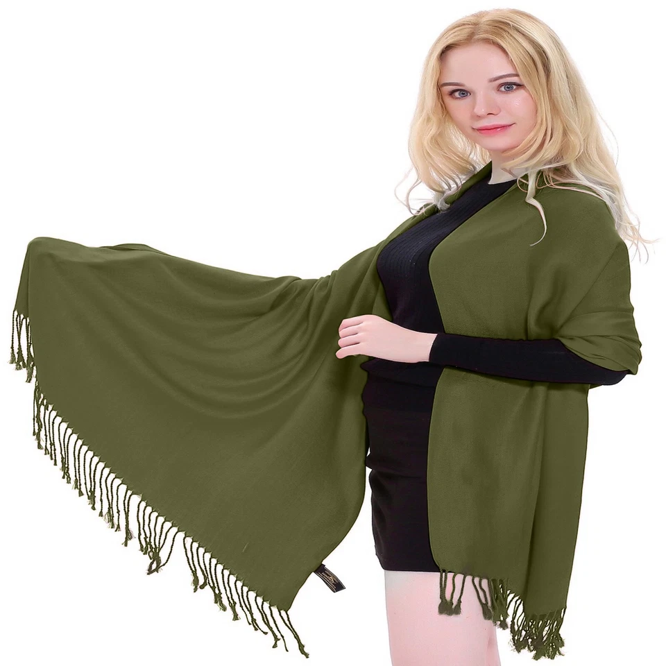 Avocado Grün Einfarbig Design Tuch Schal Halstuch Stola Pashmina CJ Apparel