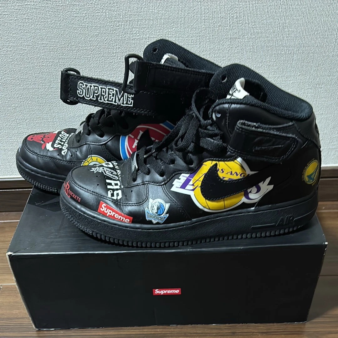 Baskets Supreme NBA Nike chaussures Air Force 1 mi '07 noir hommes US8,5 / JP26,5 EX