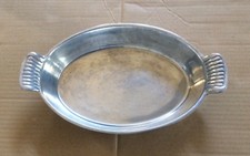 Heavyweight Vtg Pewter MEXICO Oval Serving Platter Tray W/Handle 11 3/4” L