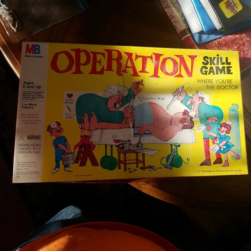 Vintage Milton Bradley Operation Board Game with Cards 1965  USA