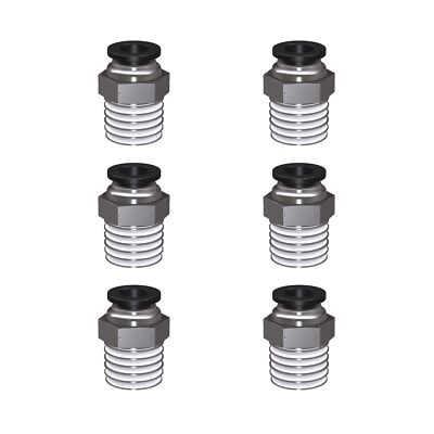 6Packs 1/2'' OD Tube x 3/8'' NPT Thread Straight Push to Connect FittingsPneuma...