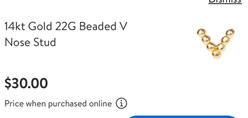 14k GOLD V Perlen Nasenstecker 22G - Bild 6 von 6