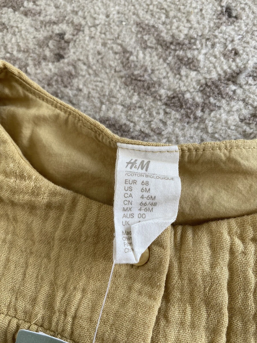 New H M baby girl Yellow Organic cotton muslin ruff sleeve tunic