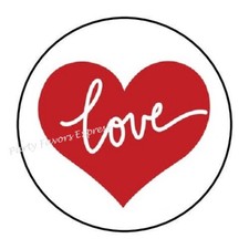 30 RED LOVE HEART VALENTINE'S DAY ENVELOPE SEALS LABELS STICKERS FAVORS 1.5"