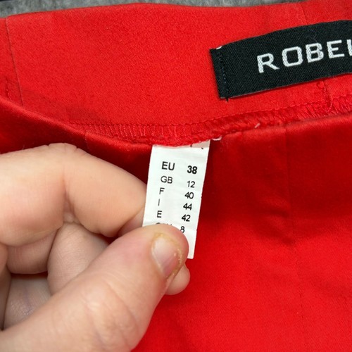 Robell Trousers Womens Size UK W28 L21 Bright Red Cotton Modell Marie 07 Cropped - Picture 11 of 13