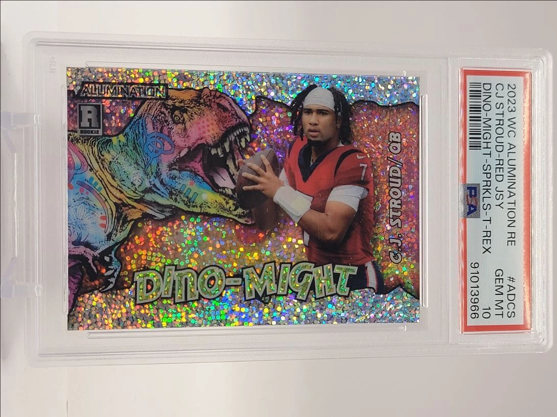 CJ Stroud Wild Card Alumination Rookie Edition Dino-Might #ADCS Red Jersey-Sparkles-T-Rex