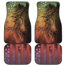 Abstract Horse Usa Flag - Universal Front Car Mats Gift Set Of 2 Or 4
