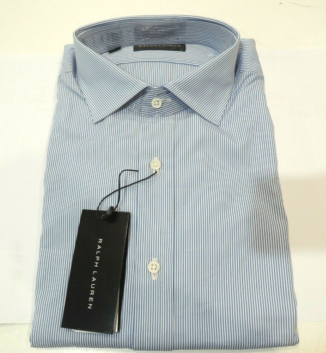 Ralph Lauren Black Label Long Sleeves Striped Polo Dress Shirt in Blue Sz16 -New