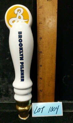Brooklyn Brewery Pilsner Sealed Sm Ceramic Beer Tap Bar Pub Red Handle Lot 1004