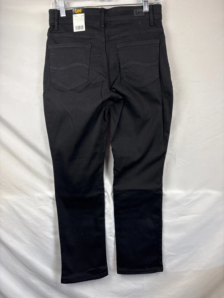 Lee Womens Black Straight Leg Pants Regular Fit Mid Rise Stretch Size 8 NWT - Image 2 of 4