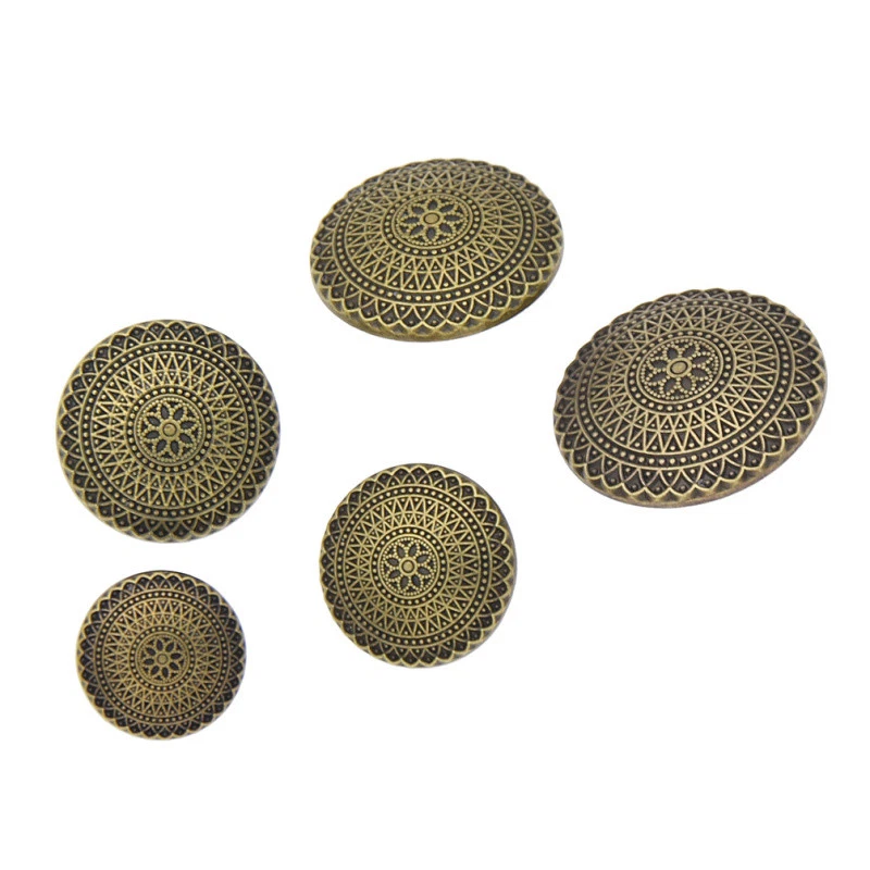 10x Sewing Metal Buttons Round Silver Bronze Flower Carved Sewing Supplies - Image 3 of 4