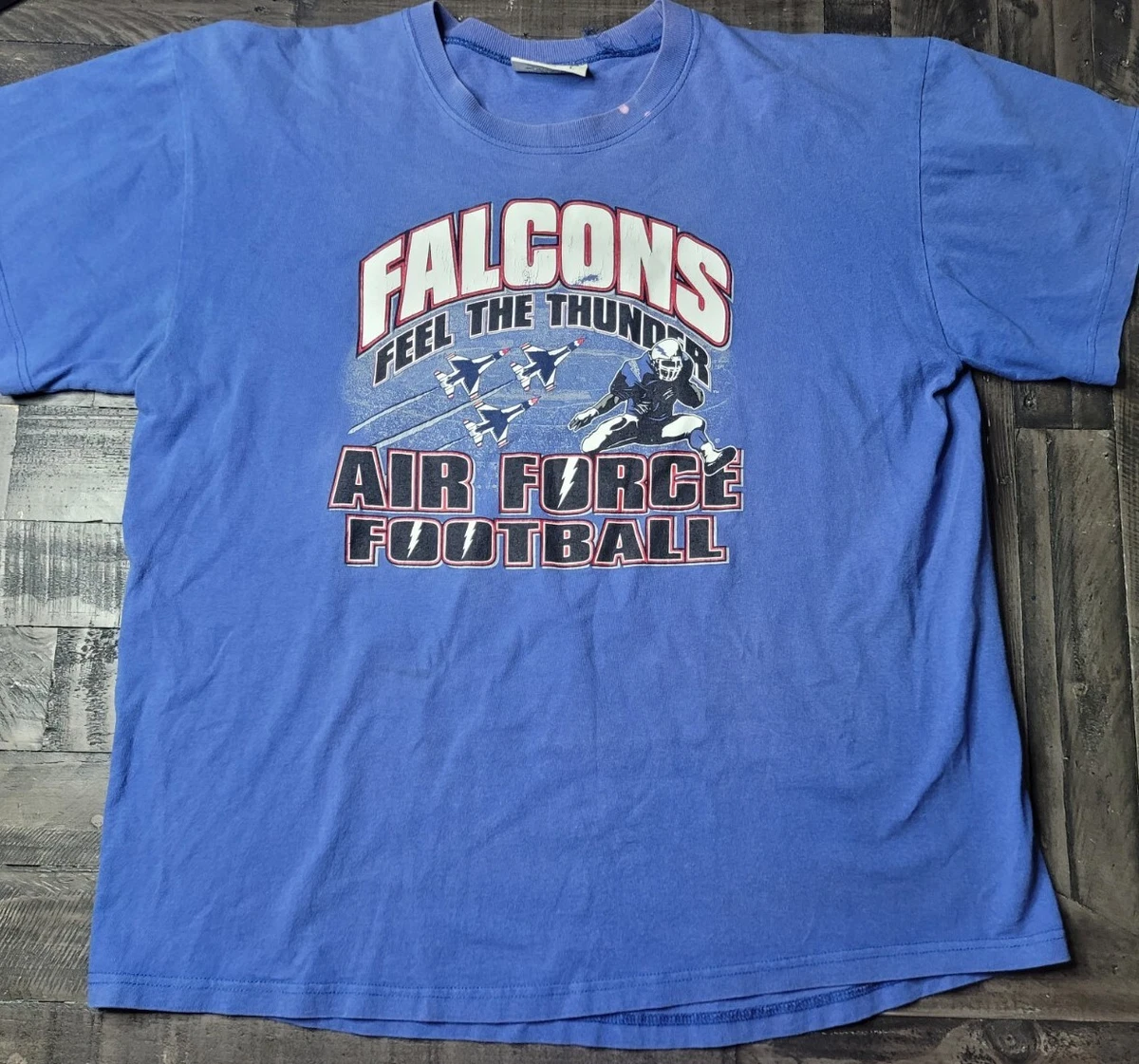 Vintage Gear Sports Air Force Football T Shirt Mens L Blue Falcons Jet  Thunder