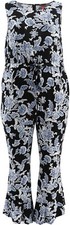 Vince Camuto Slvless Ruffle Cuff Floral Jumpsuit Rich Black 2X NWOT (683)