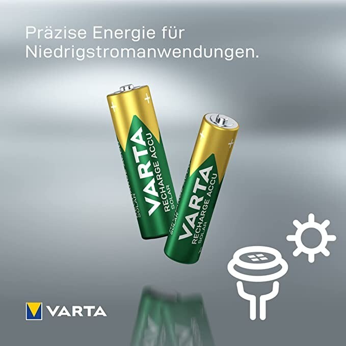 2 x Varta AAA Micro 550mAh Akkus Accus für Solar Lampen Garten Leuchten 2 Stück