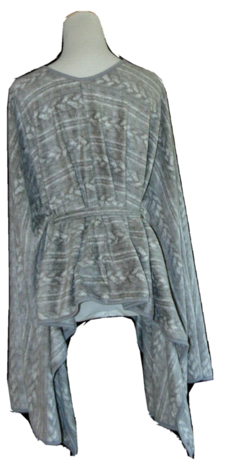 Nicole Miller женщин серый подпоясанный полиэстер пончо, плащ Куртка Пальто флис ~ L-2 X - Изображение 3 из 4